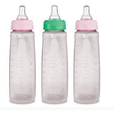 Gerber First Essential Clear View BPA-Free Plastic Nurser With Silicone Nipple, 9 Ounce, 3 Pack - Pink/Green/Pink