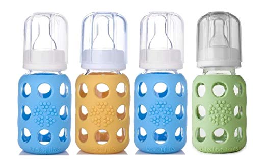 Lifefactory Glass Baby Bottles 4 Pack (4 oz. in Boy Colors)