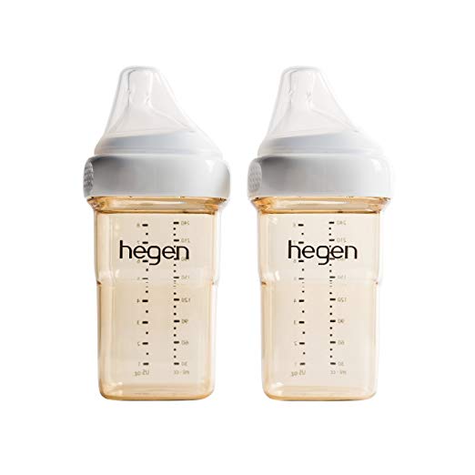 Hegen Baby Bottle- Anti-Colic Wide Neck PPSU Feeding Bottle-Multi Functional Breastfeeding System 5 oz and 8 oz- Single or 2 Pack (8oz (2 PK))