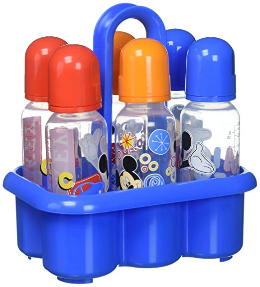 Disney Mickey Mouse 6 Piece Bottles in a Caddy, Blue