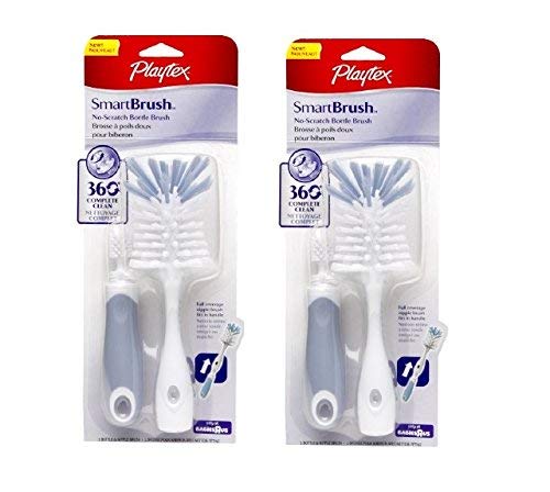 Playtex Smartbrush, No Scratch Baby Bottle and Nipple Brush (Pack of 2)