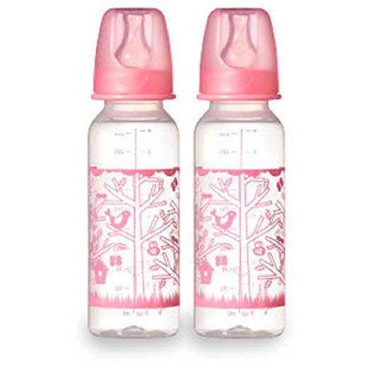 Tommee Tippee Essential Basics Standard Neck Decorated Bottles 2x 250ml/9floz (Girl)