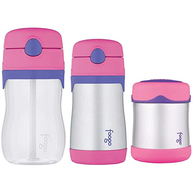 Thermos Foogo Food Jar and Travel Drink Bottle Pink/Purple Set