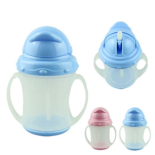 Voberry 2014 New Baby Drinkware Water Bottle/Training Bottle Soft Straw Baby Cup With Straw (SkyBlue)