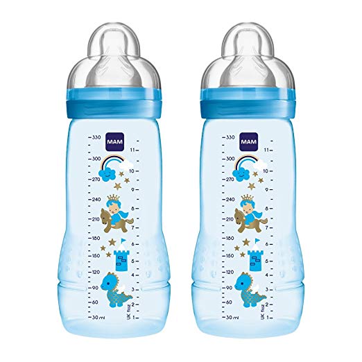 MAM 330ml Baby Bottle (Blue, Pack of 2)