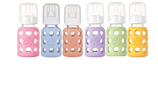 Lifefactory Glass Baby Bottle with Silicone Sleeve 4 Ounce