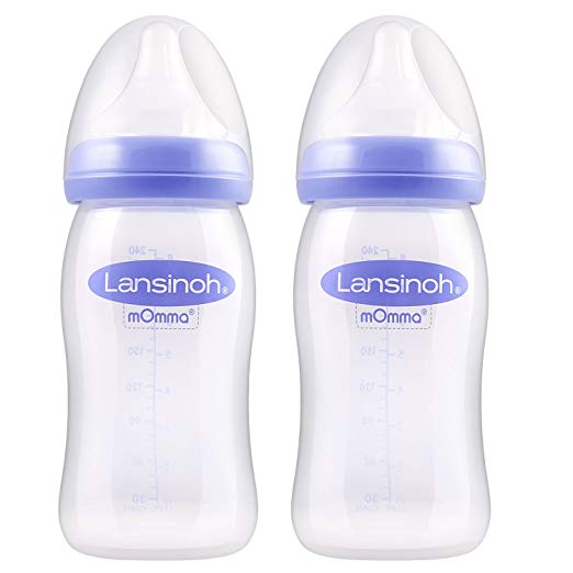 Lansinoh Momma Feeding Bottle with NaturalWave Teat (240 ml, Pack of 2)