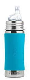 Pura Kiki 11 oz / 325 ml Stainless Steel Sippy Cup with Silicone XL Sipper Spout & Sleeve, Aqua (Plastic Free, NonToxic Certified, BPA Free)