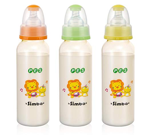 Simba BPA Free PES Natural Flow Standard Neck Feeding Bottle (Color Vary, 1 pc) (Set of 3 (8 oz))