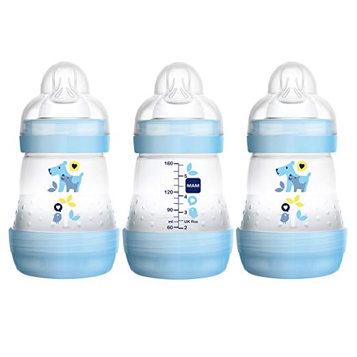 MAM Baby Bottles for Breastfed Babies, MAM Bottles Anti Colic, Boy,