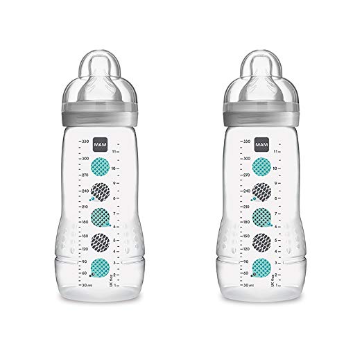 MAM Baby Bottles for Breastfed Babies, MAM Baby Bottles, Unisex, 11 Ounces, 2-Count