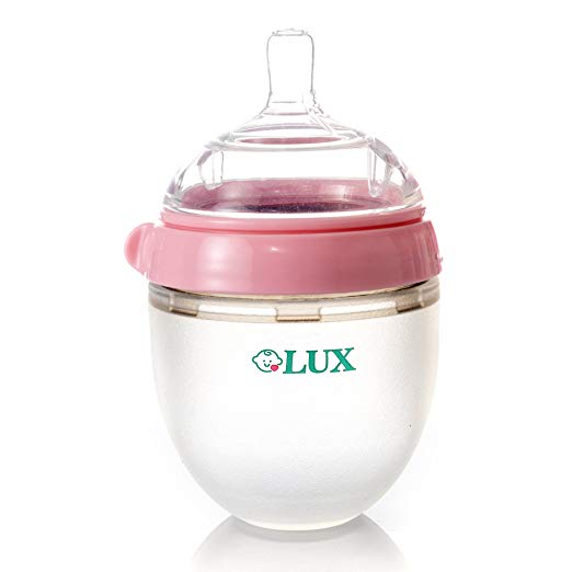 LUX Nature Baby Bottle | Anti Colic | Infant | Soft Silicone Breast-Like| Breastfeeding Bottle | Nursing Bottle | BPA Free | No Leaking| by LUX Baby Bottle (Pink 5 oz)