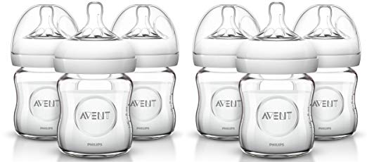 Philips AVENT Natural Glass Bottle, 4 Ounce (Pack of 6)