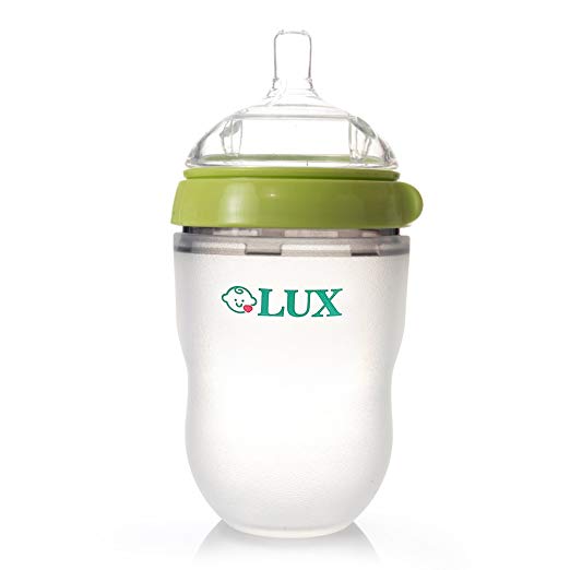 LUX Nature Baby Bottle | Anti Colic/Anti-colic| Infant Bottles | Newborn | Silicone| Mimics Breastfeeding | Nursing | BPA Free | No Leaking| by LUX Baby Bottle .(Green 8 oz)