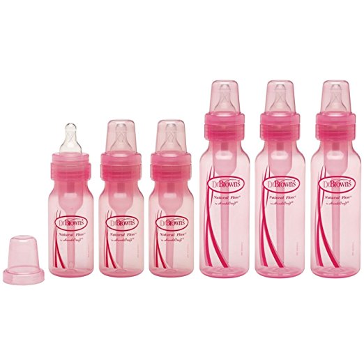 Dr. Brown's 4oz & 8oz Baby Bottle Set, Pink