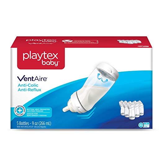 Playtex Baby Ventaire Anti Colic Baby Bottle, BPA Free, 9 Ounce - 5 Pack