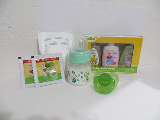 Custom Set for Baby Alive Snackin LUKE - Bottle 2oz Fake Milk + 2 Baby Alive Food Packets + Pacifier + Diaper + Baby Bath Pack Set - Ages 6yrs+