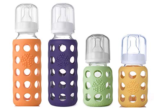 Lifefactory Bpa-free Glass Baby Bottle-4 Pack (9 oz. & 4oz. in Gender Neutral Colors)