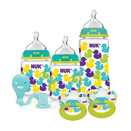 NUK Fashion Confetti Ducks Orthodontic Bottle and Pacifier Gift Starter Set