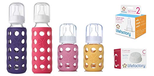 Lifefactory Glass Baby Bottles 4 Pack Starter Kit (9 oz. & 4 oz.)