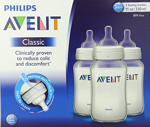 Philips Avent BPA Free Classic Polypropylene Bottles, 3 Count, 11 Ounce (Discontinued by Manufacturer)