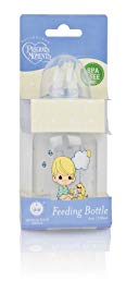 Nuby Precious Moments Clear Rounded Printed Bottle, 4 Ounce, Colors May Vary