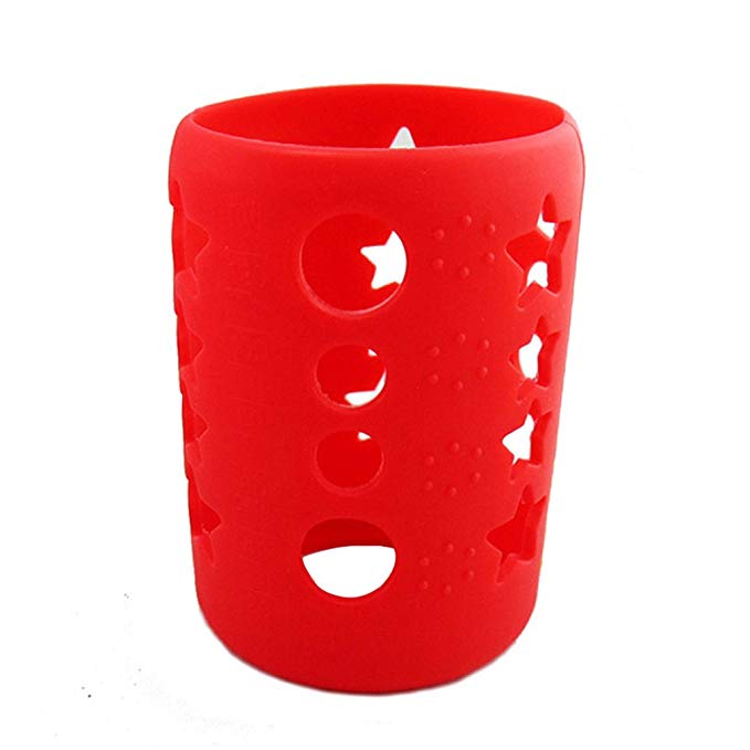 Silicone Protective Bottle Cover 4 oz Glass Baby Feeding Milk Bottle Sleeve Protect Insulating Case - Red