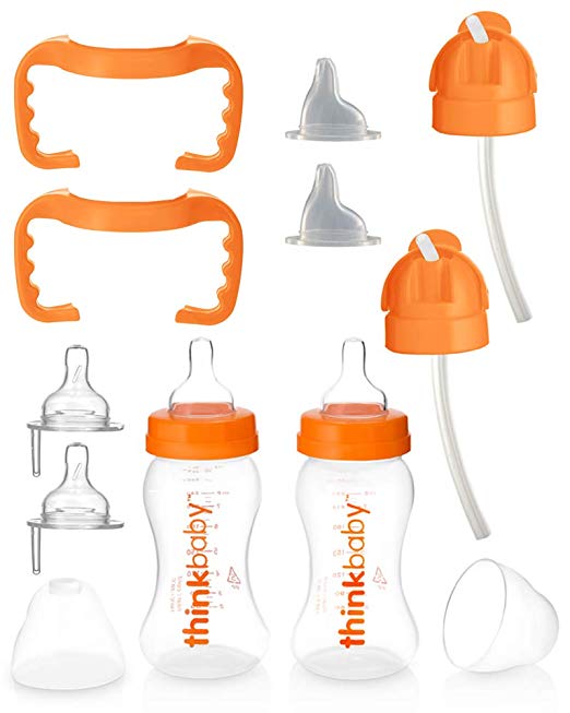 thinkbaby All In One Bottle, Orange/Clear