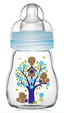 MAM Glass Baby Bottle Wide Neck 170ML,Blue