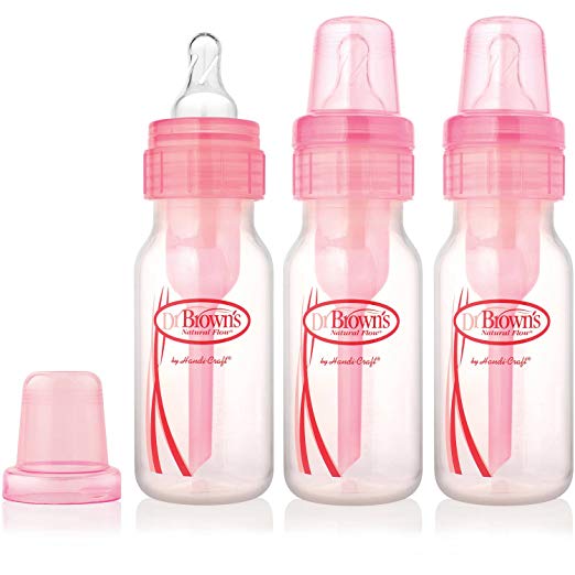 Dr. Brown's Baby Bottle, 4 Ounce, 3-Count - Pink