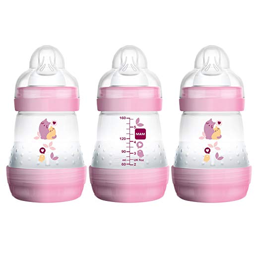 MAM Baby Bottles for Breastfed Babies, MAM Bottles Anti Colic, Girl,