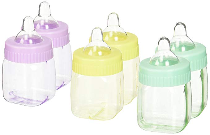 Amscan Cute Fillable Mini Bottles Assorted Pastel Colors Baby Shower Party Favors