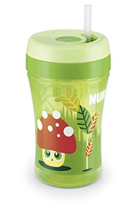 NUK Easy Learning Cup Fun 10255278 with Retractable Silicone Drinking Straw for Children Over 18 Months BPA-Free 300 ml