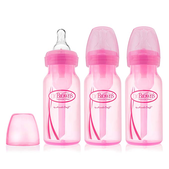 Dr. Brown's Options Baby Bottles, 4 Ounce, Pink, 3 Count