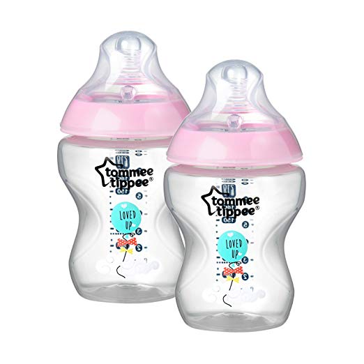 Tommee Tippee Bottles, Girls Deco, 9 Ounce, 2-Count