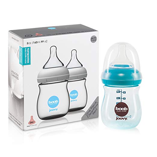 Joovy Boob PP Baby Bottle, Turquoise, 5 Ounce, 2 Count