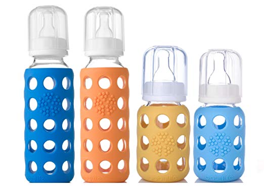 Lifefactory Bpa-free Glass Baby Bottle-4 Pack (9 oz. & 4oz. in Boy Colors)