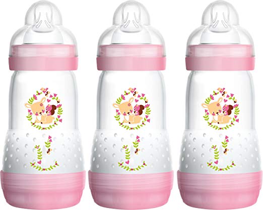 Mam Self Sterilising Anti-colic Bottle 260ml 3 Pack Girls Colours