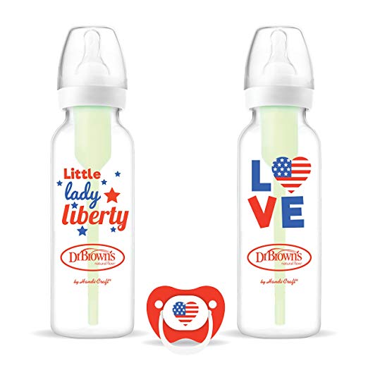 Dr. Brown's Options Holiday Baby Bottles with One Bonus Prevent Pacifier, Lady Liberty, 8 Ounce