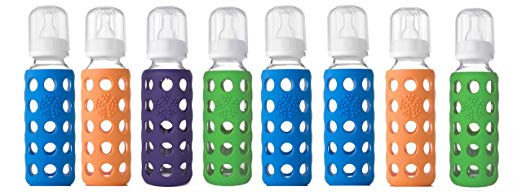 Lifefactory Glass Baby Bottles 8 Pack (9 oz. in Boy Colors)